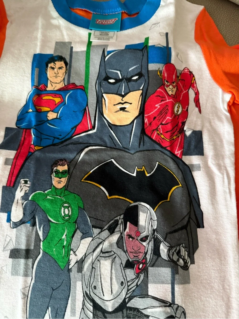 Justice Orange and White DC Superhero Pajama Set